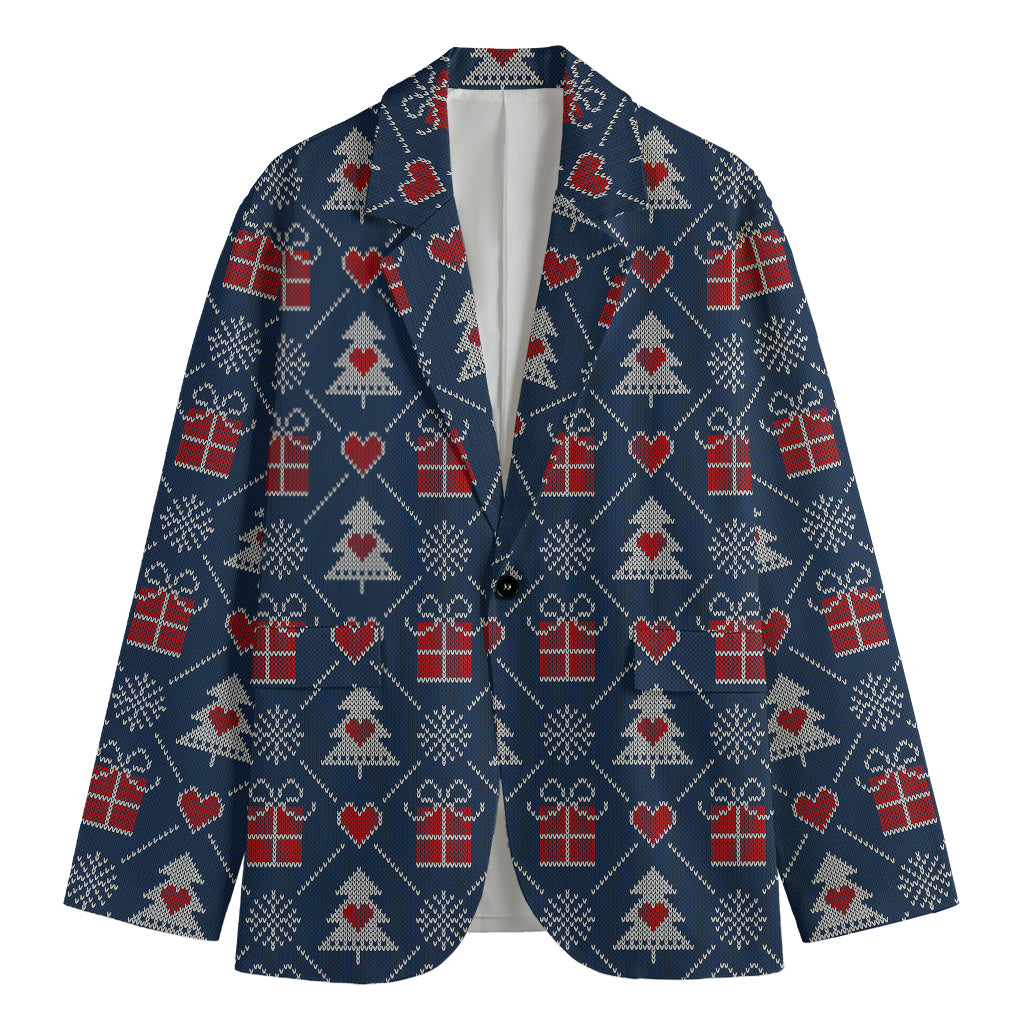 Christmas Gift Knitted Pattern Print Men's Blazer