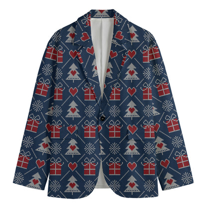 Christmas Gift Knitted Pattern Print Men's Blazer