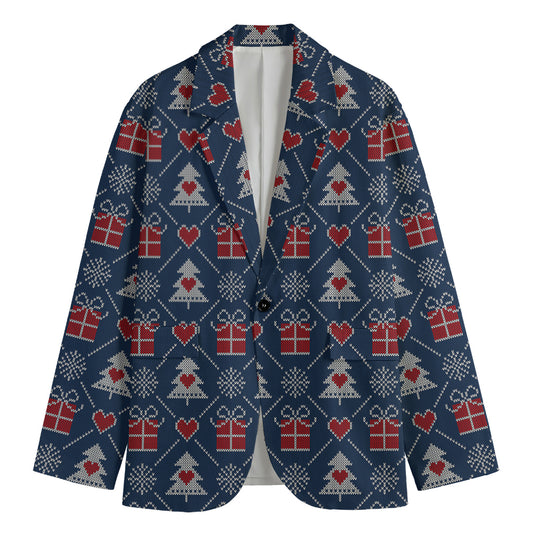 Christmas Gift Knitted Pattern Print Men's Blazer