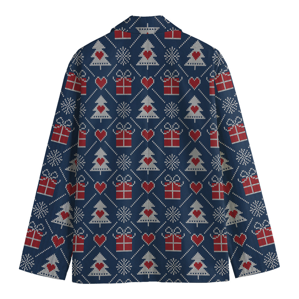 Christmas Gift Knitted Pattern Print Men's Blazer