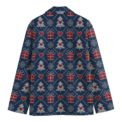 Christmas Gift Knitted Pattern Print Men's Blazer