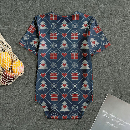 Christmas Gift Knitted Pattern Print Men's Bodysuit