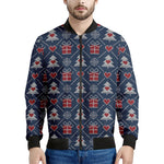 Christmas Gift Knitted Pattern Print Men's Bomber Jacket