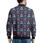 Christmas Gift Knitted Pattern Print Men's Bomber Jacket