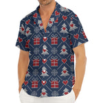 Christmas Gift Knitted Pattern Print Men's Deep V-Neck Shirt