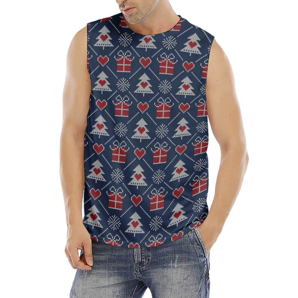 Christmas Gift Knitted Pattern Print Men's Fitness Tank Top