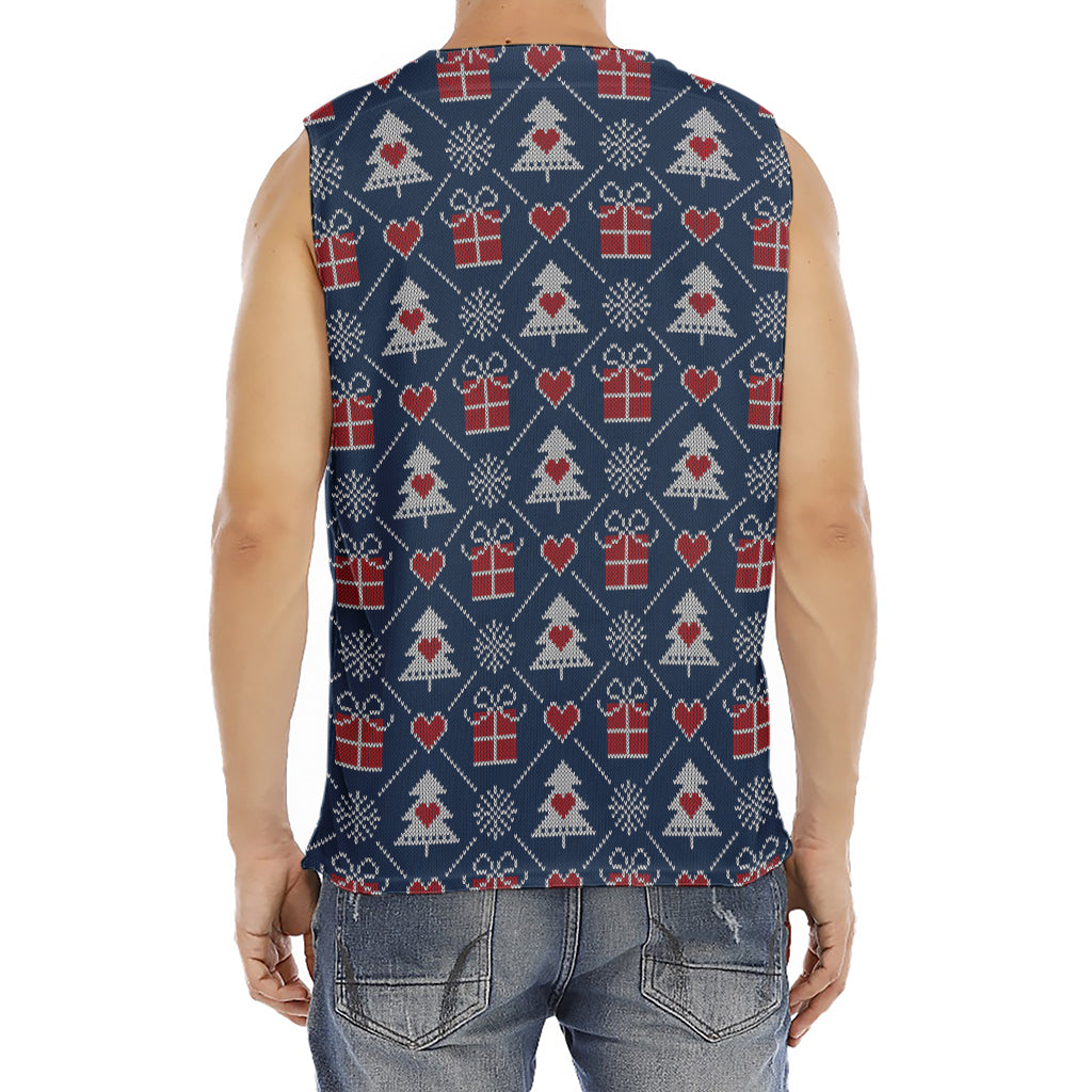 Christmas Gift Knitted Pattern Print Men's Fitness Tank Top