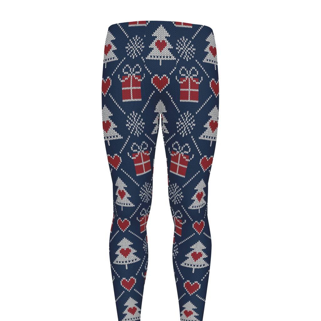 Christmas Gift Knitted Pattern Print Men's leggings