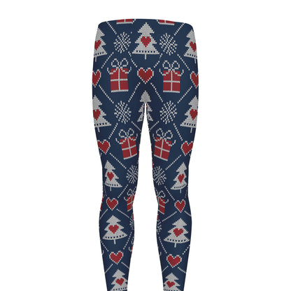 Christmas Gift Knitted Pattern Print Men's leggings