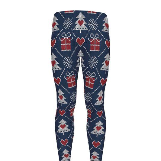 Christmas Gift Knitted Pattern Print Men's leggings