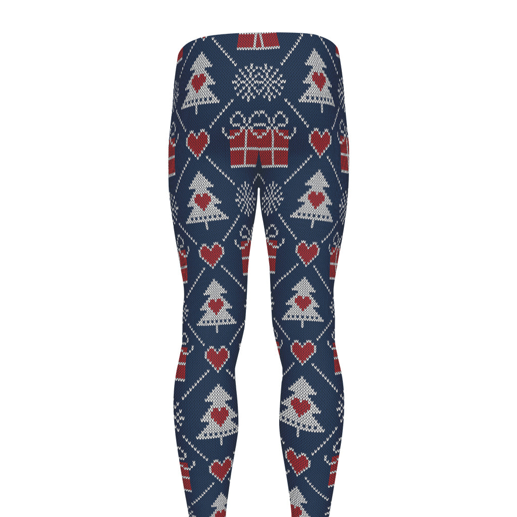 Christmas Gift Knitted Pattern Print Men's leggings
