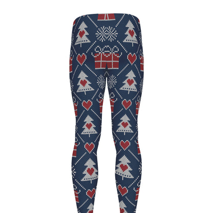 Christmas Gift Knitted Pattern Print Men's leggings