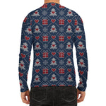 Christmas Gift Knitted Pattern Print Men's Long Sleeve Rash Guard