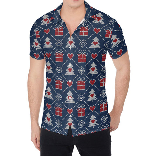 Christmas Gift Knitted Pattern Print Men's Shirt