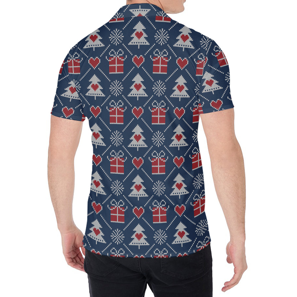 Christmas Gift Knitted Pattern Print Men's Shirt