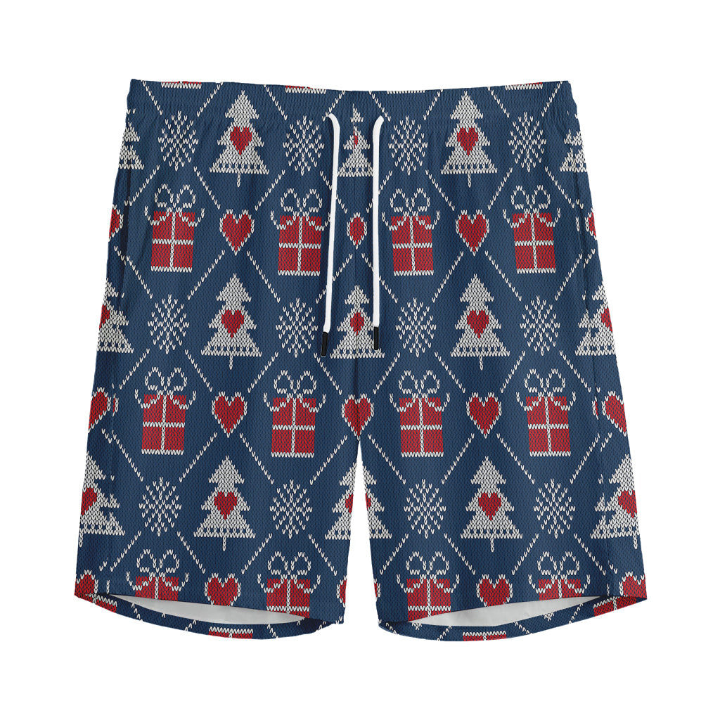 Christmas Gift Knitted Pattern Print Men's Sports Shorts