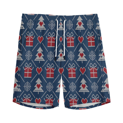 Christmas Gift Knitted Pattern Print Men's Sports Shorts
