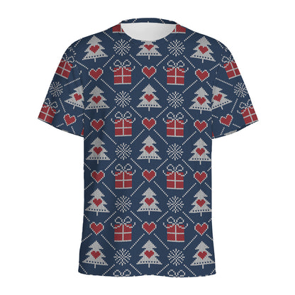 Christmas Gift Knitted Pattern Print Men's Sports T-Shirt