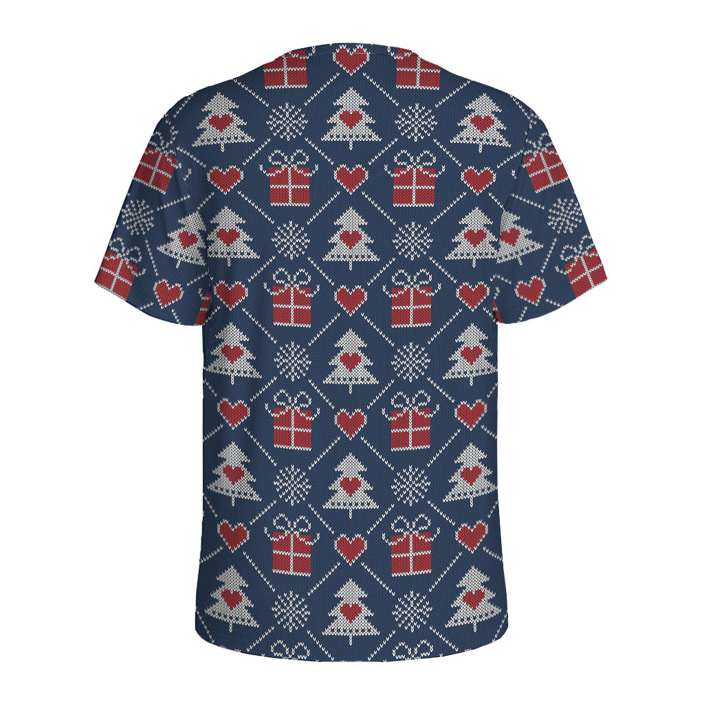 Christmas Gift Knitted Pattern Print Men's Sports T-Shirt