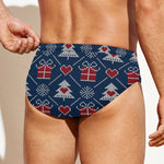 Christmas Gift Knitted Pattern Print Men's Swim Briefs