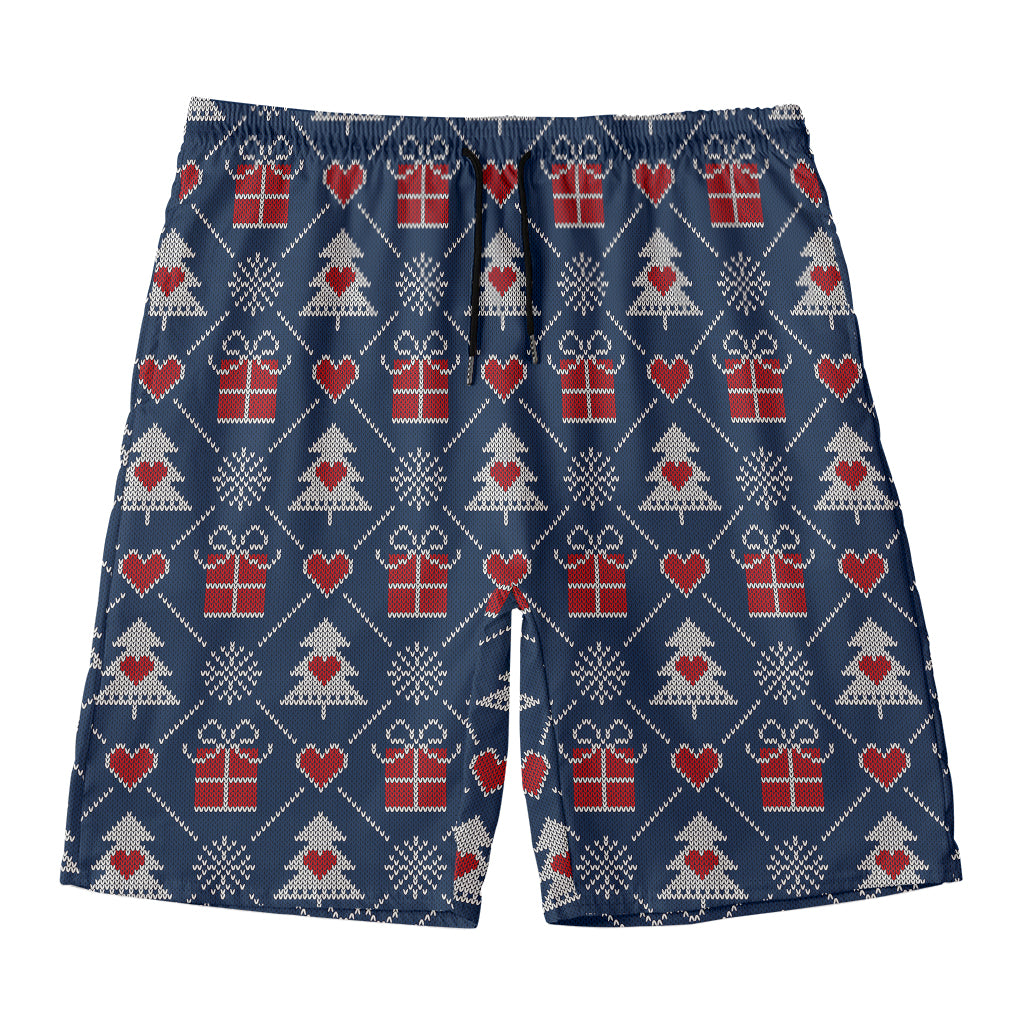 Christmas Gift Knitted Pattern Print Men's Swim Trunks