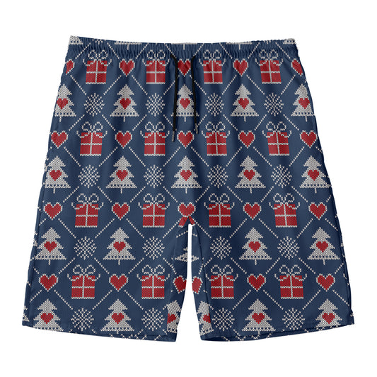 Christmas Gift Knitted Pattern Print Men's Swim Trunks