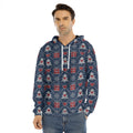 Christmas Gift Knitted Pattern Print Men's Velvet Pullover Hoodie
