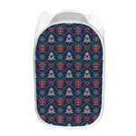 Christmas Gift Knitted Pattern Print Mesh Laundry Hamper