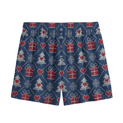 Christmas Gift Knitted Pattern Print Mesh Shorts