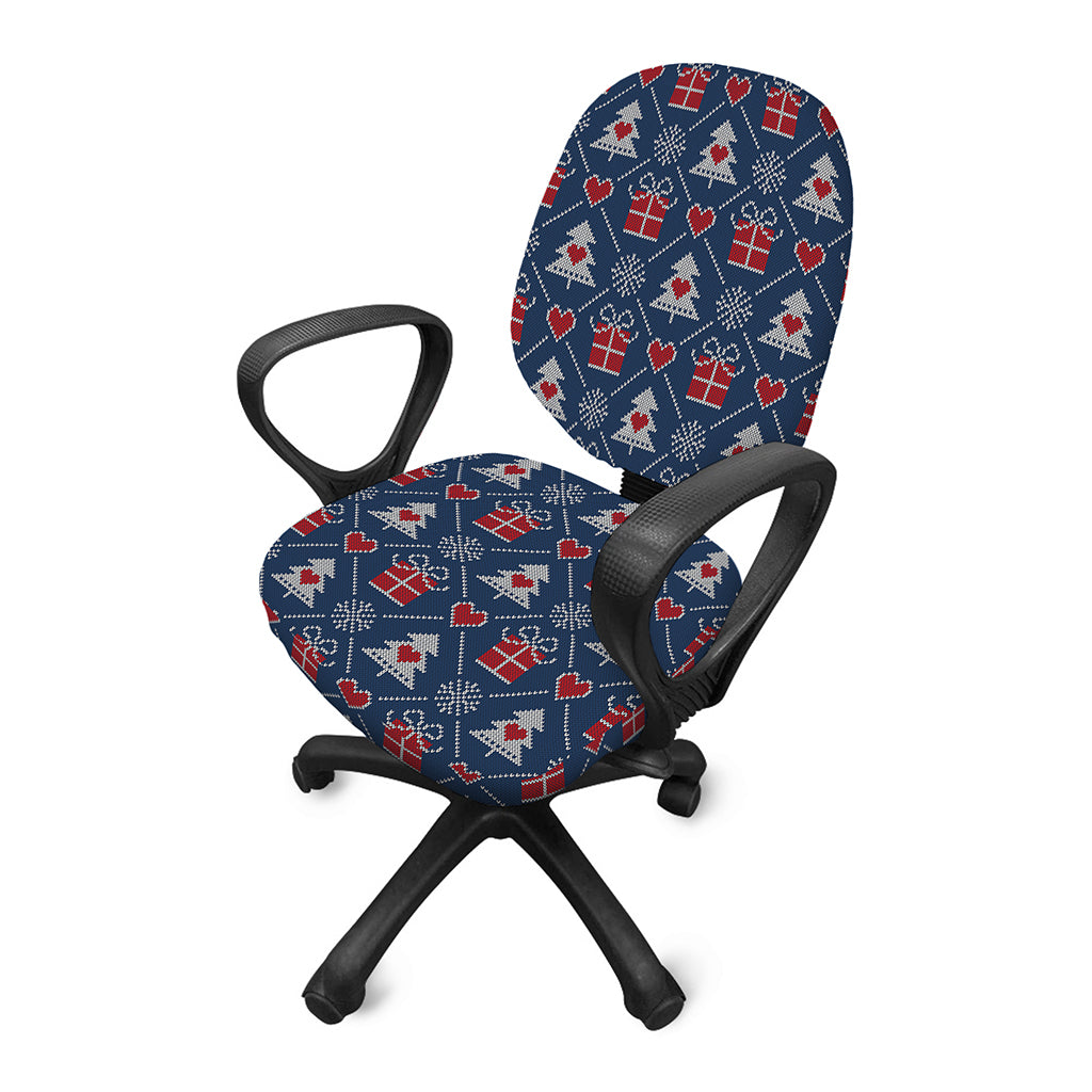 Christmas Gift Knitted Pattern Print Office Chair Cover