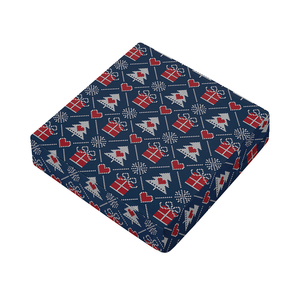 Christmas Gift Knitted Pattern Print Outdoor Seat Cushion Cover