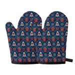 Christmas Gift Knitted Pattern Print Oven Mitts