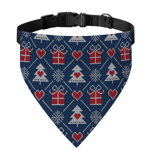 Christmas Gift Knitted Pattern Print Over The Collar Dog Bandana
