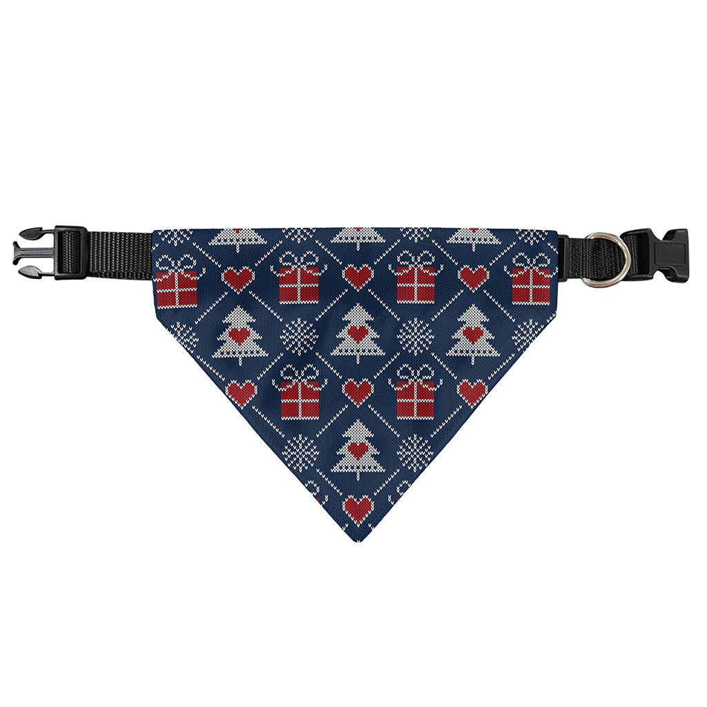 Christmas Gift Knitted Pattern Print Over The Collar Dog Bandana