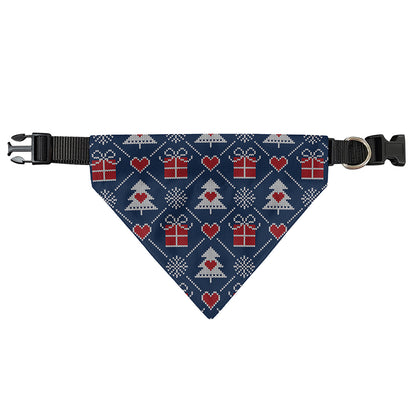 Christmas Gift Knitted Pattern Print Over The Collar Dog Bandana