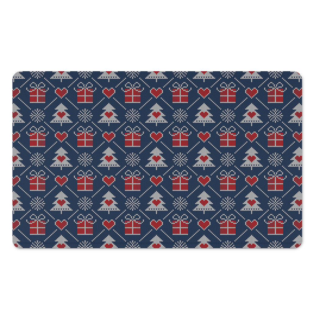 Christmas Gift Knitted Pattern Print Polyester Doormat