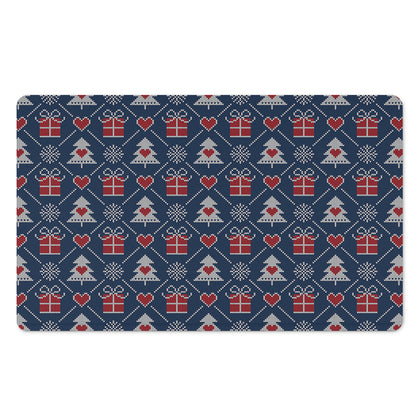 Christmas Gift Knitted Pattern Print Polyester Doormat
