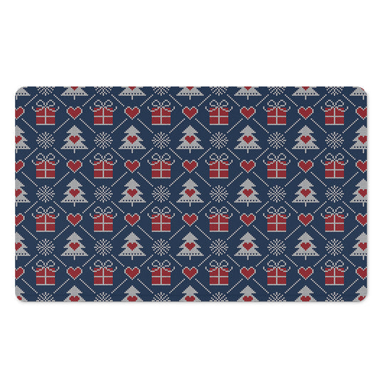 Christmas Gift Knitted Pattern Print Polyester Doormat