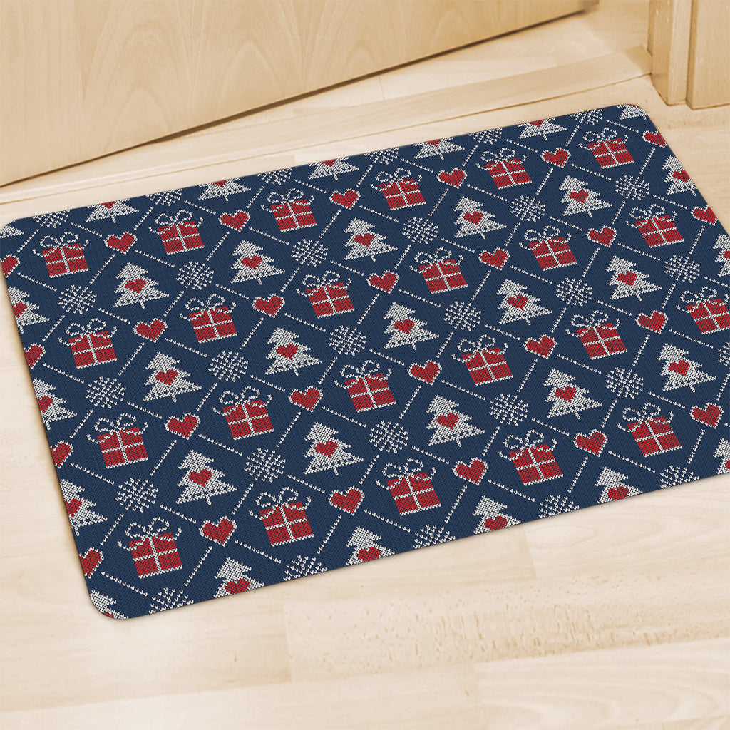 Christmas Gift Knitted Pattern Print Polyester Doormat