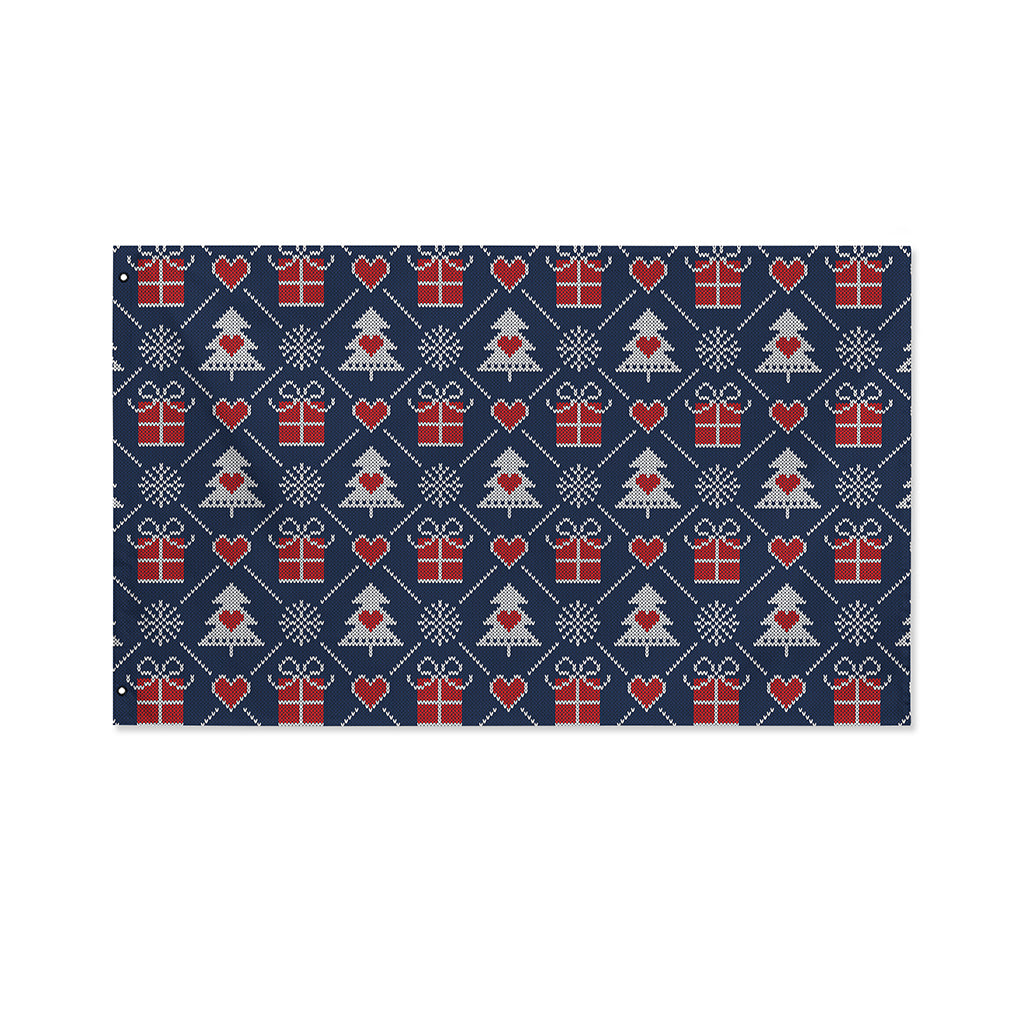 Christmas Gift Knitted Pattern Print Polyester Flag
