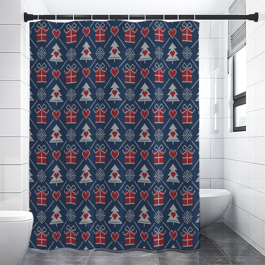 Christmas Gift Knitted Pattern Print Premium Shower Curtain