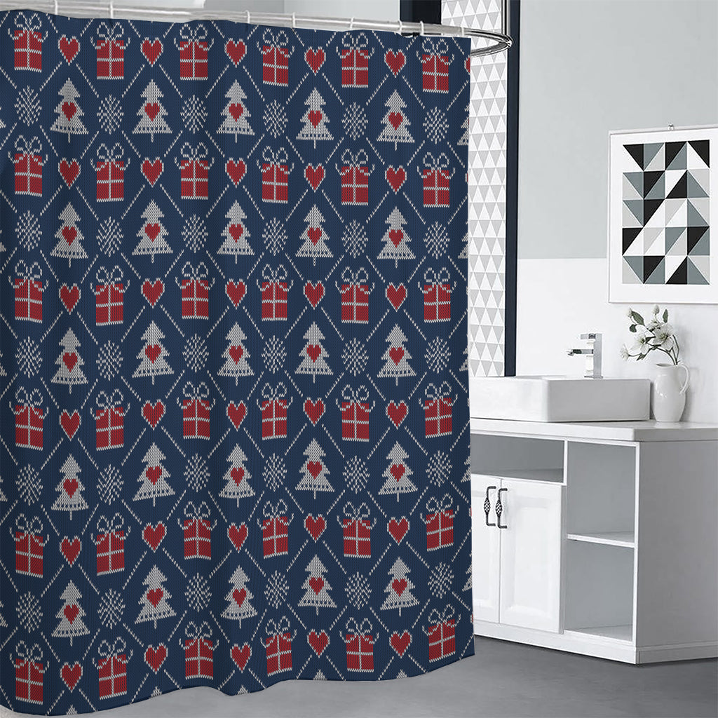 Christmas Gift Knitted Pattern Print Premium Shower Curtain
