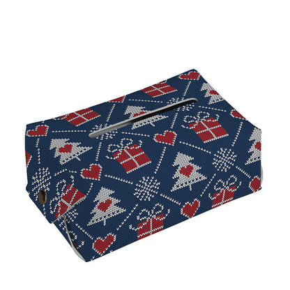 Christmas Gift Knitted Pattern Print Rectangle Tissue Box Cover