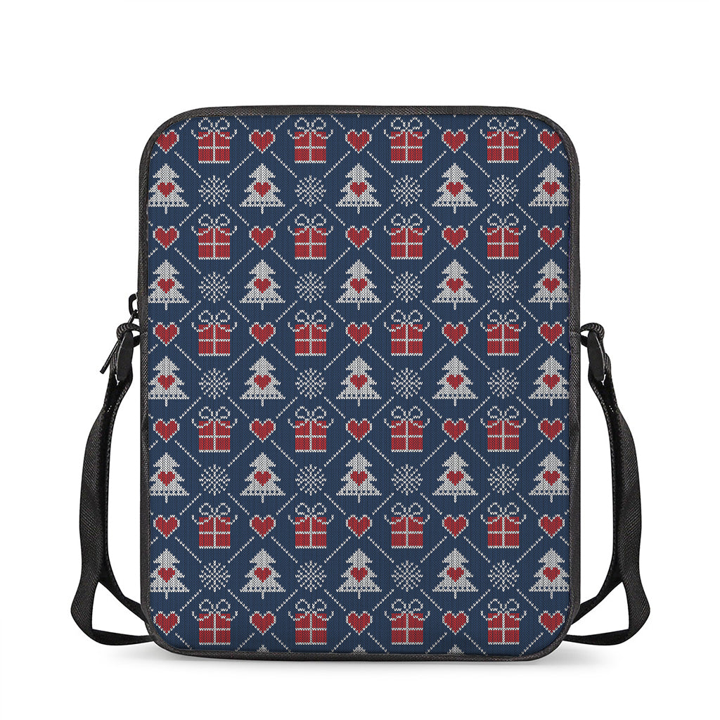 Christmas Gift Knitted Pattern Print Rectangular Crossbody Bag