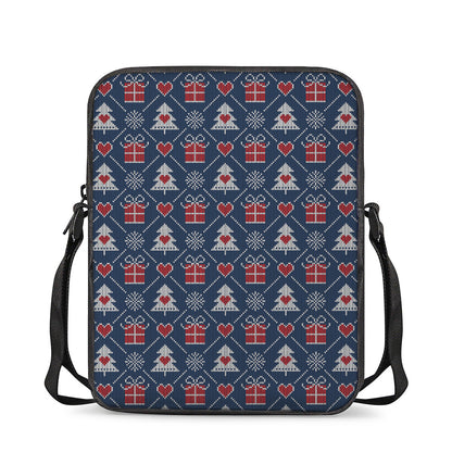 Christmas Gift Knitted Pattern Print Rectangular Crossbody Bag