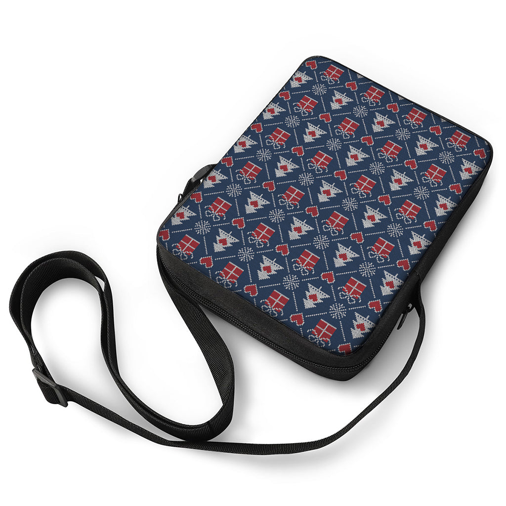 Christmas Gift Knitted Pattern Print Rectangular Crossbody Bag