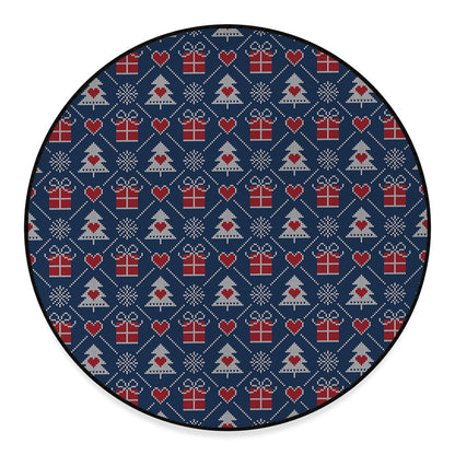 Christmas Gift Knitted Pattern Print Round Floor Mat