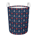Christmas Gift Knitted Pattern Print Round Laundry Basket