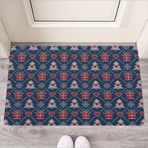 Christmas Gift Knitted Pattern Print Rubber Doormat