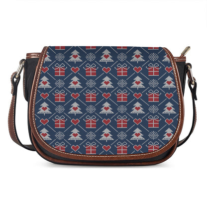 Christmas Gift Knitted Pattern Print Saddle Bag